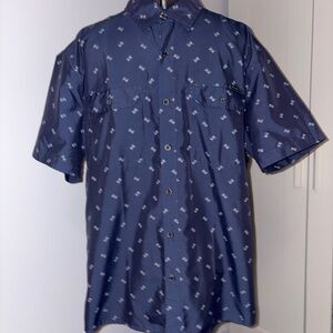 Eddie Bauer Navy Geometric Casual Shirt